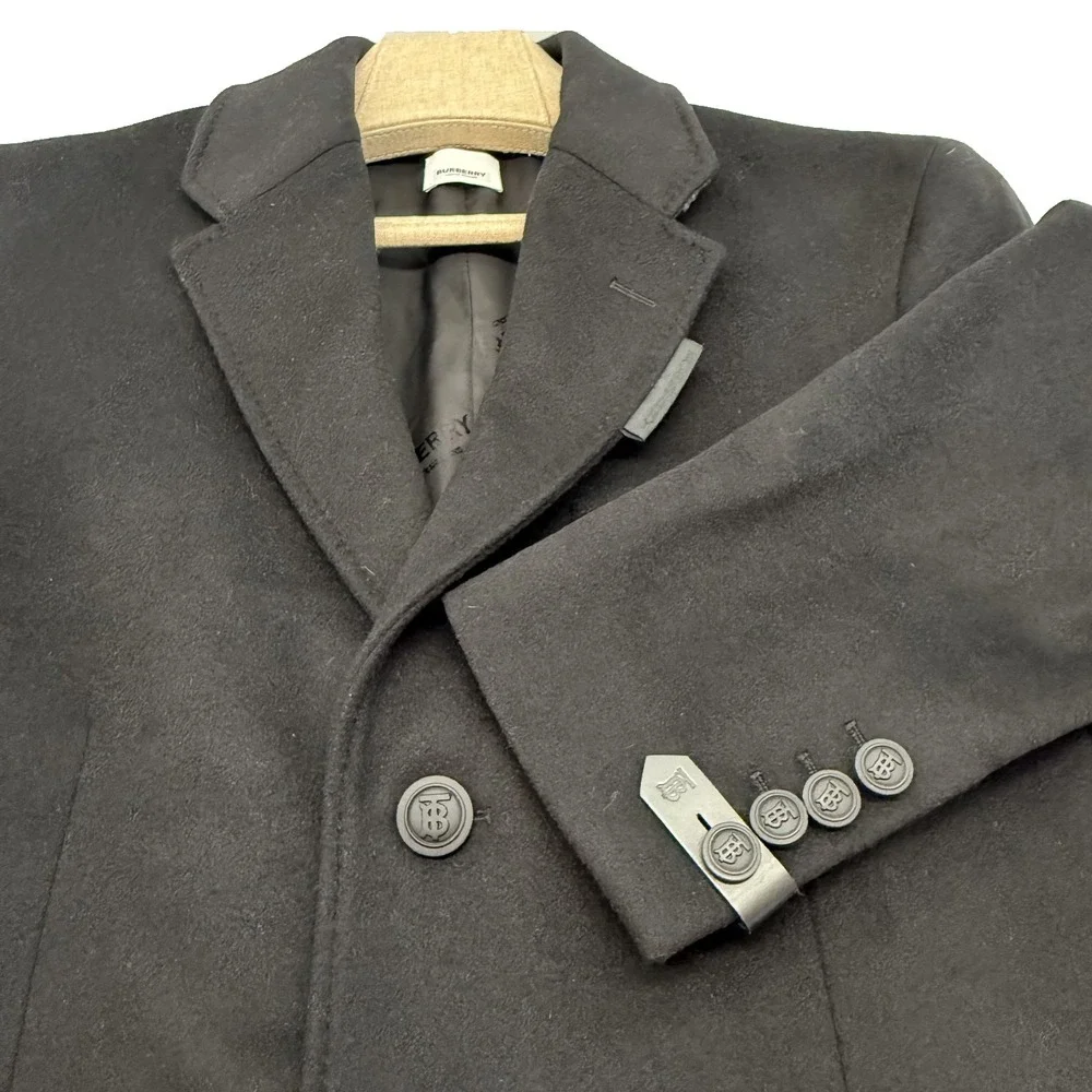 Burberry London England Wool Cashmere Chesterfield Coat 48 38 Blk Velvet Collar - Picture 7 of 16